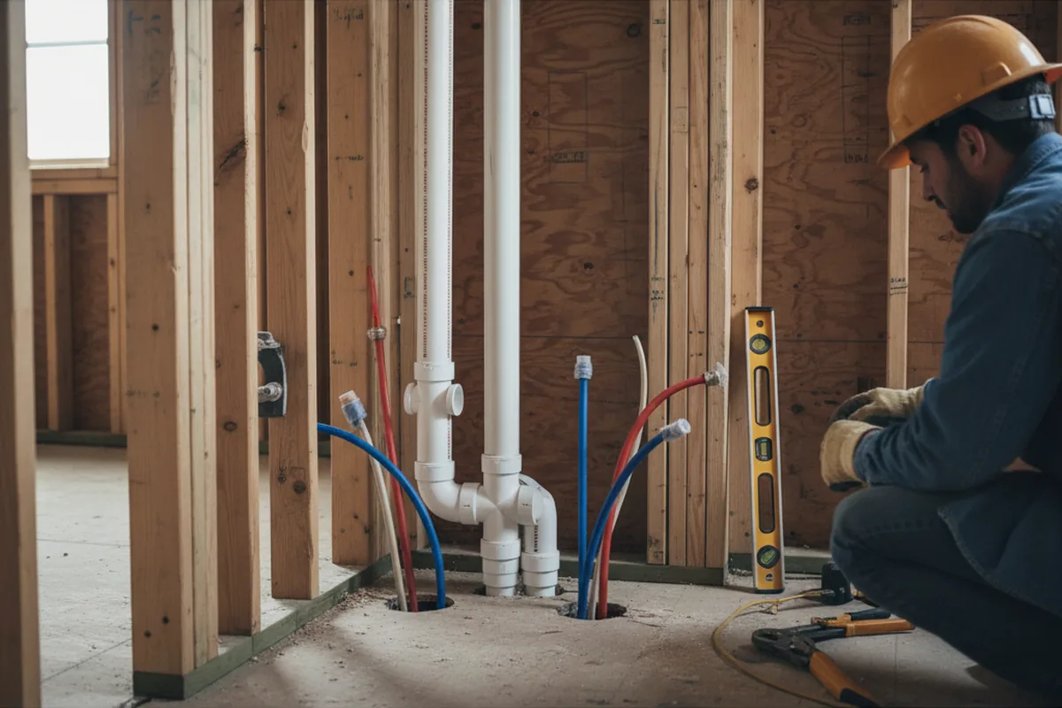 Drain and supply rough-in during Sump Pump Repair in Tremonton